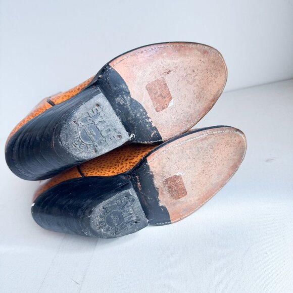 Caborca Western Cowboy Brown Leather Boots 9 - Picture 8 of 11